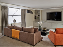 Open curtains in TV room