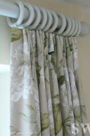 triple pleat curtains from white pole