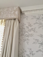 Curtains with upholstered pelmet