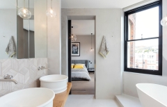 bathroom electric blind fully open