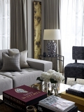 Drawing room curtains and cushions