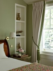 Bedroom curtain with trim and tie back