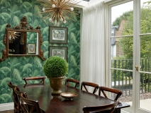 Triple pleat sheer with trim