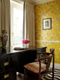 Triple pleat curtains with border