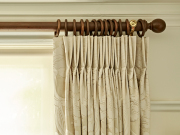Double pleat curtains from wooden pole