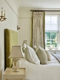 cushions and headboard in bedroom